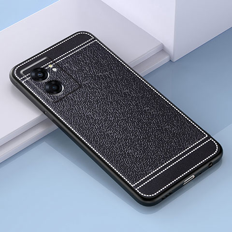 Funda Silicona Goma de Cuero Carcasa S03 para Oppo A56S 5G Negro