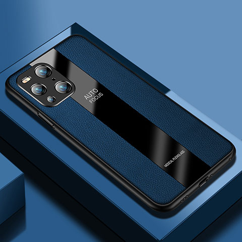 Funda Silicona Goma de Cuero Carcasa S03 para Oppo Find X3 Pro 5G Azul