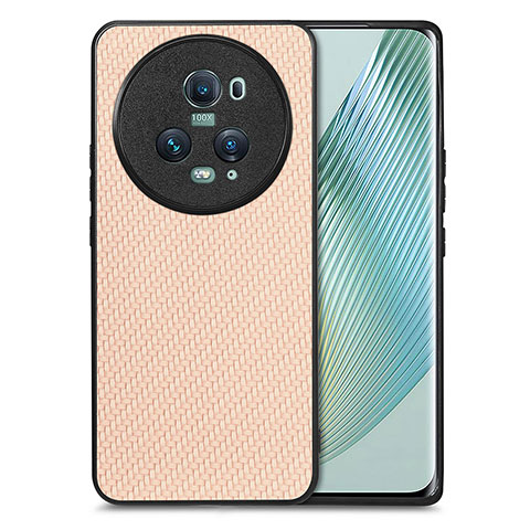 Funda Silicona Goma de Cuero Carcasa S03D para Huawei Honor Magic5 Pro 5G Oro