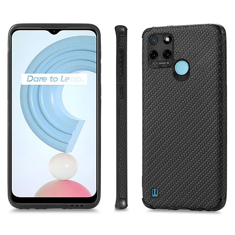 Funda Silicona Goma de Cuero Carcasa S03D para Realme C21Y Negro