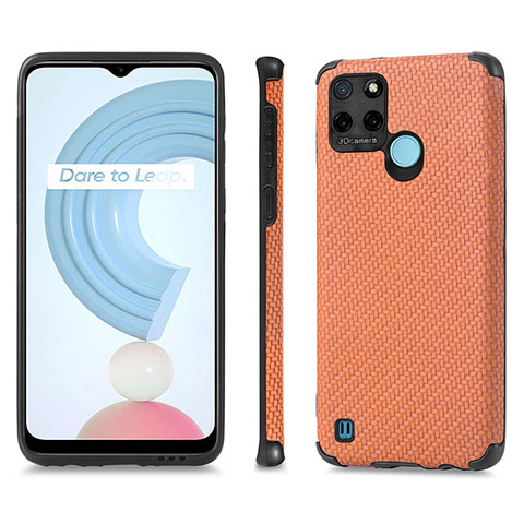 Funda Silicona Goma de Cuero Carcasa S03D para Realme C25Y India Marron