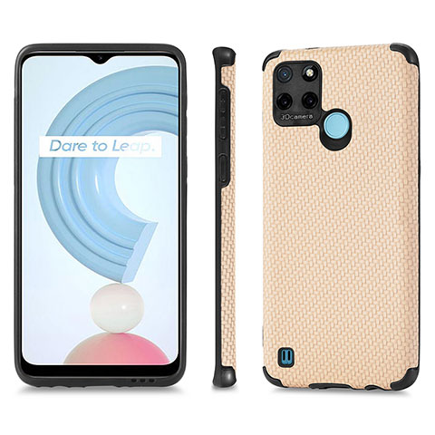 Funda Silicona Goma de Cuero Carcasa S03D para Realme C25Y India Oro