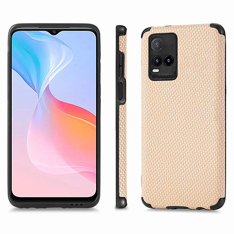 Funda Silicona Goma de Cuero Carcasa S03D para Vivo Y21t Oro