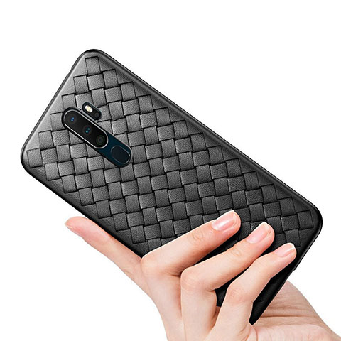 Funda Silicona Goma de Cuero Carcasa S04 para Oppo A11 Negro