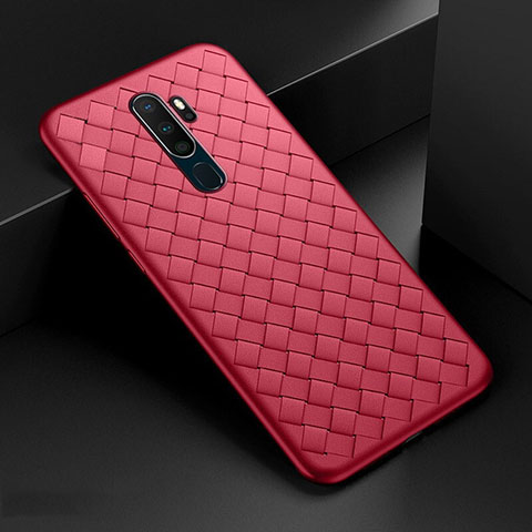 Funda Silicona Goma de Cuero Carcasa S04 para Oppo A11X Rojo