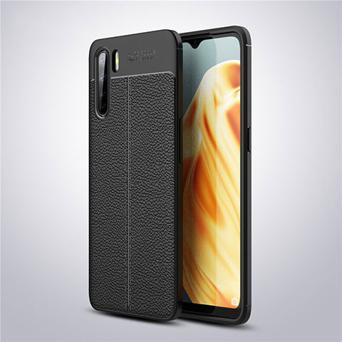 Funda Silicona Goma de Cuero Carcasa S04 para Oppo A91 Negro