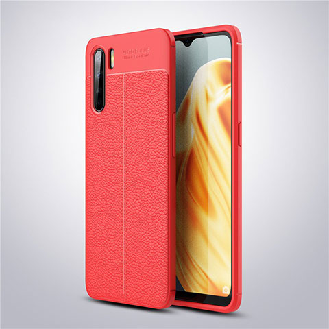 Funda Silicona Goma de Cuero Carcasa S04 para Oppo A91 Rojo