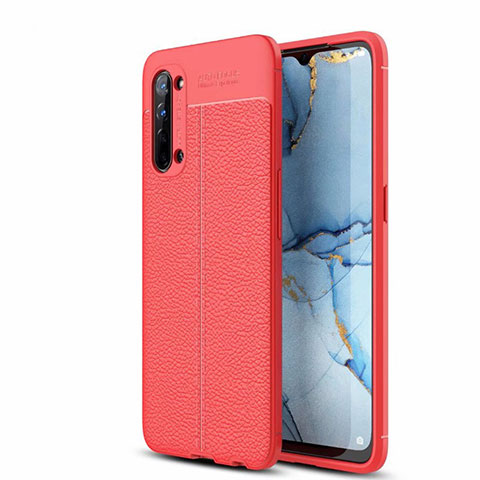 Funda Silicona Goma de Cuero Carcasa S05 para Oppo F15 Rojo