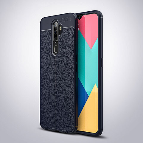 Funda Silicona Goma de Cuero Carcasa S08 para Oppo A11 Azul