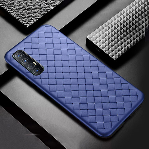 Funda Silicona Goma de Cuero Carcasa S08 para Oppo Reno3 Pro Azul