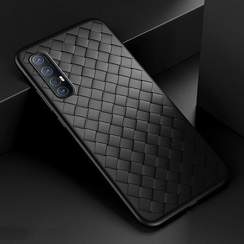 Funda Silicona Goma de Cuero Carcasa S08 para Oppo Reno3 Pro Negro