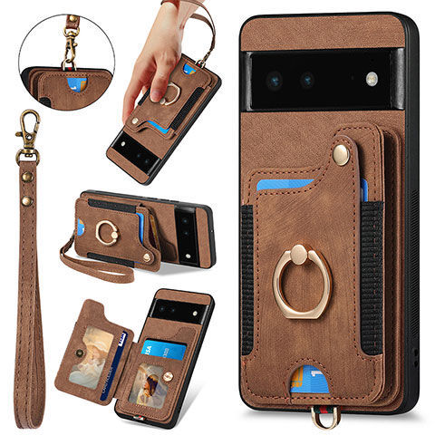 Funda Silicona Goma de Cuero Carcasa SD1 para Google Pixel 6 5G Marron