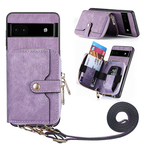 Funda Silicona Goma de Cuero Carcasa SD1 para Google Pixel 6a 5G Purpura Claro