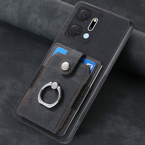 Funda Silicona Goma de Cuero Carcasa SD1 para Huawei Honor X7a Negro