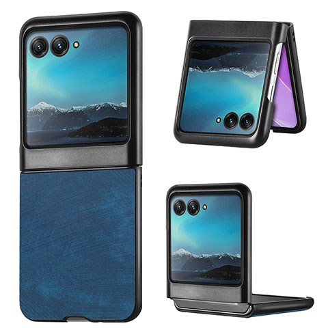 Funda Silicona Goma de Cuero Carcasa SD1 para Motorola Moto Razr 40 Ultra 5G Azul