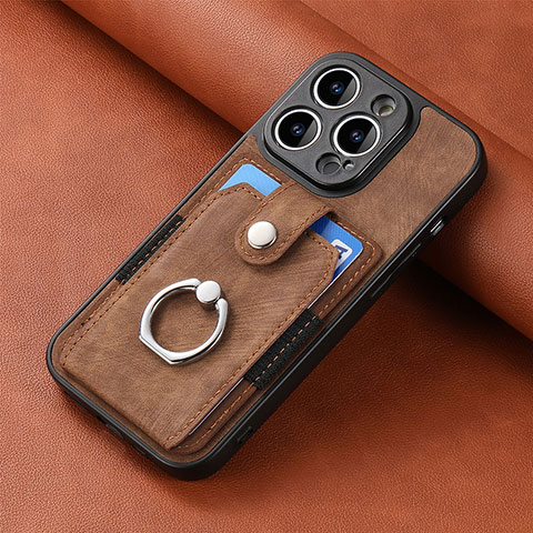 Funda Silicona Goma de Cuero Carcasa SD11 para Apple iPhone 16 Pro Max Marron