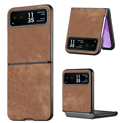 Funda Silicona Goma de Cuero Carcasa SD11 para Motorola Moto Razr 40 Ultra 5G Marron