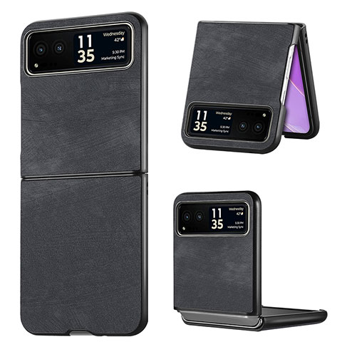 Funda Silicona Goma de Cuero Carcasa SD11 para Motorola Moto Razr 40 Ultra 5G Negro