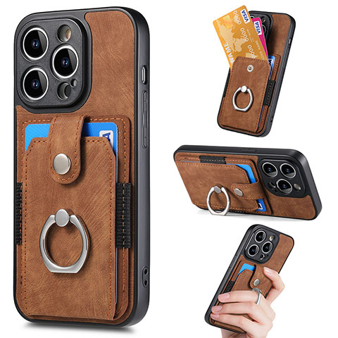 Funda Silicona Goma de Cuero Carcasa SD12 para Apple iPhone 13 Pro Max Marron