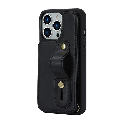 Funda Silicona Goma de Cuero Carcasa SD14 para Apple iPhone 13 Pro Max Negro