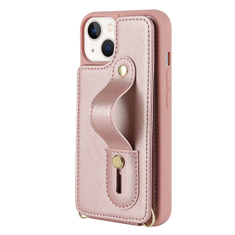 Funda Silicona Goma de Cuero Carcasa SD14 para Apple iPhone 14 Oro Rosa