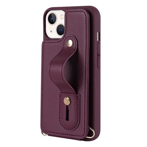 Funda Silicona Goma de Cuero Carcasa SD14 para Apple iPhone 15 Plus Rojo Rosa