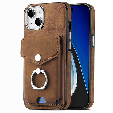 Funda Silicona Goma de Cuero Carcasa SD16 para Apple iPhone 15 Plus Marron