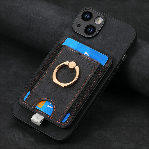 Funda Silicona Goma de Cuero Carcasa SD2 para Apple iPhone 14 Negro