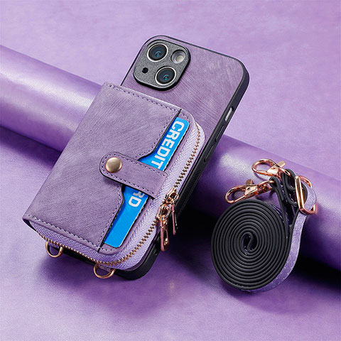 Funda Silicona Goma de Cuero Carcasa SD2 para Apple iPhone 14 Purpura Claro