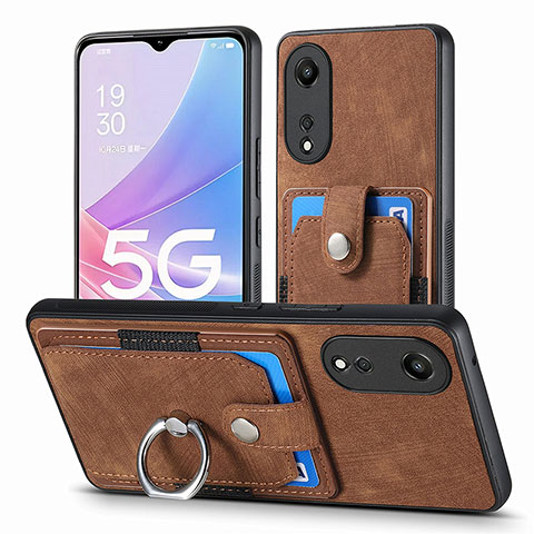 Funda Silicona Goma de Cuero Carcasa SD2 para Oppo A58 5G Marron