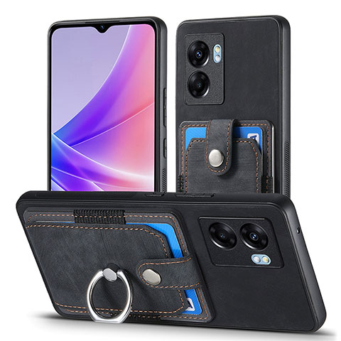 Funda Silicona Goma de Cuero Carcasa SD2 para Oppo A77 5G Negro