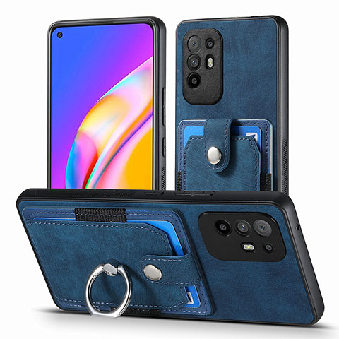 Funda Silicona Goma de Cuero Carcasa SD2 para Oppo A95 5G Azul