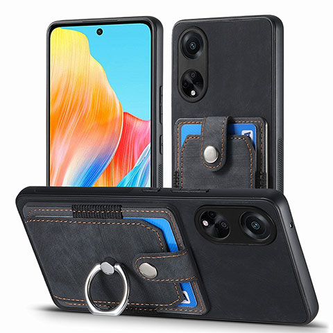 Funda Silicona Goma de Cuero Carcasa SD2 para Oppo A98 5G Negro