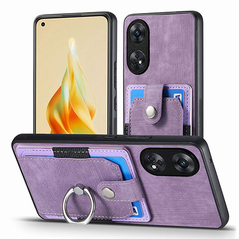 Funda Silicona Goma de Cuero Carcasa SD2 para Oppo Reno8 T 4G Purpura Claro