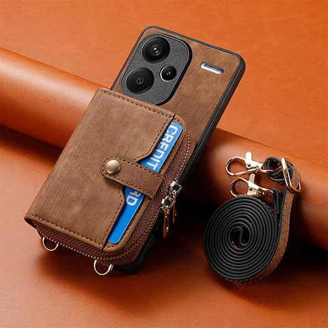 Funda Silicona Goma de Cuero Carcasa SD2 para Xiaomi Redmi Note 13 Pro+ Plus 5G Marron