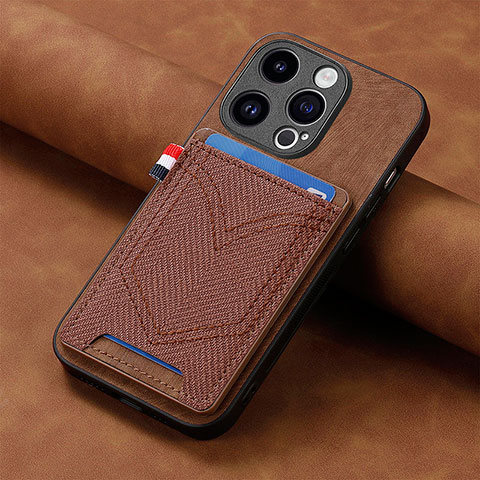 Funda Silicona Goma de Cuero Carcasa SD3 para Apple iPhone 16 Pro Marron