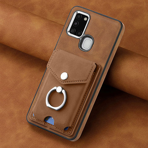 Funda Silicona Goma de Cuero Carcasa SD3 para Samsung Galaxy A21s Marron