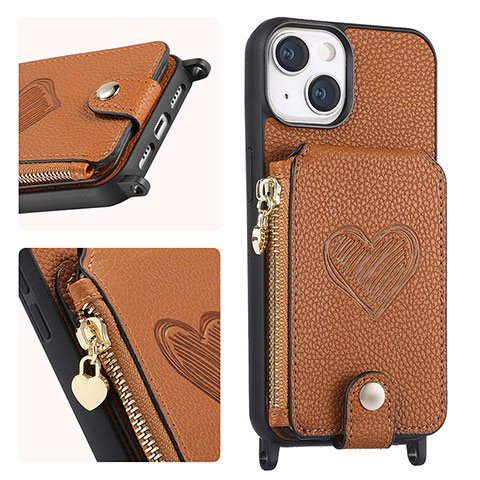 Funda Silicona Goma de Cuero Carcasa SD4 para Apple iPhone 14 Plus Marron