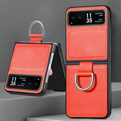 Funda Silicona Goma de Cuero Carcasa SD4 para Motorola Moto Razr 40 5G Naranja