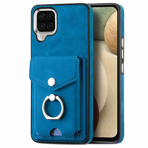 Funda Silicona Goma de Cuero Carcasa SD4 para Samsung Galaxy A12 Azul