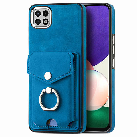 Funda Silicona Goma de Cuero Carcasa SD4 para Samsung Galaxy A22s 5G Azul