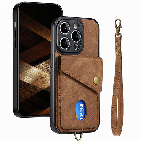 Funda Silicona Goma de Cuero Carcasa SD5 para Apple iPhone 13 Pro Max Marron