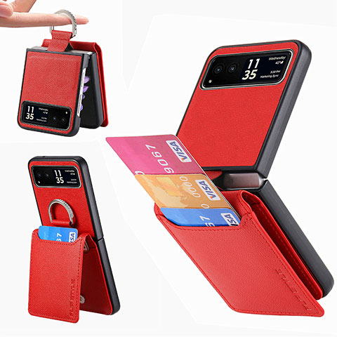 Funda Silicona Goma de Cuero Carcasa SD5 para Motorola Moto Razr 40 5G Rojo