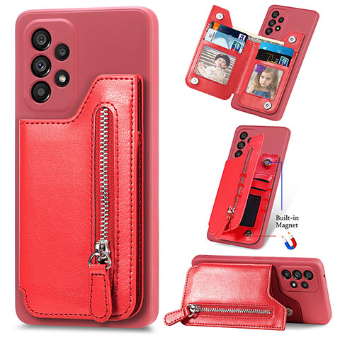 Funda Silicona Goma de Cuero Carcasa SD5 para Samsung Galaxy A23 4G Rojo