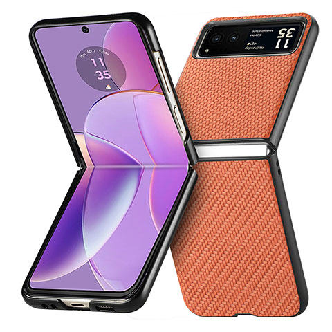 Funda Silicona Goma de Cuero Carcasa SD7 para Motorola Moto Razr 40 5G Naranja