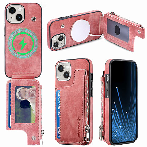 Funda Silicona Goma de Cuero Carcasa SD8 para Apple iPhone 14 Plus Rosa