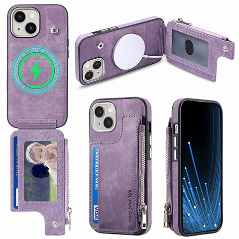 Funda Silicona Goma de Cuero Carcasa SD8 para Apple iPhone 15 Plus Purpura Claro