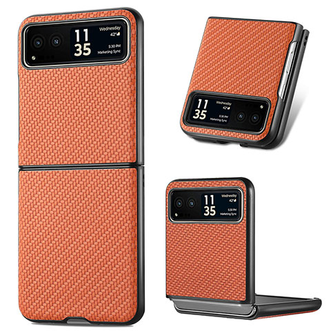 Funda Silicona Goma de Cuero Carcasa SD8 para Motorola Moto Razr 40 5G Naranja