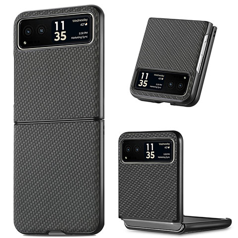 Funda Silicona Goma de Cuero Carcasa SD8 para Motorola Moto Razr 40 5G Negro