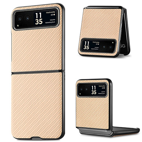 Funda Silicona Goma de Cuero Carcasa SD8 para Motorola Moto Razr 40 5G Oro